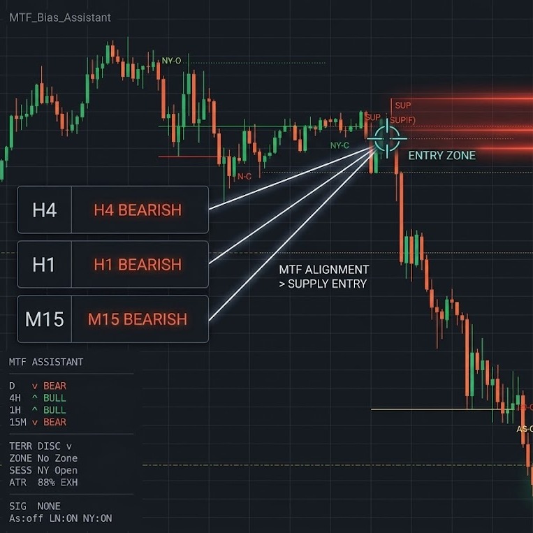 Логотип продукта "Multi-Timeframe Bias Supply-Demand AssistantV1"