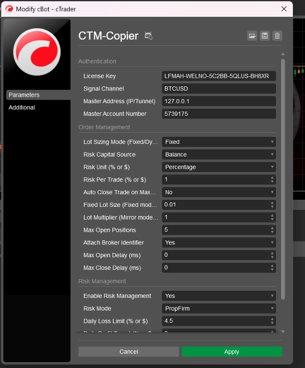 Trading product for CTM-Copier cBot Fixed Risk % Prop Firm Fit, image 2
