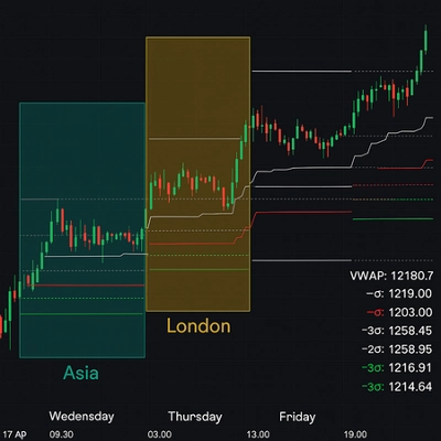 "VWAP & Sessions & D,W,M  HLO Levels" logosu