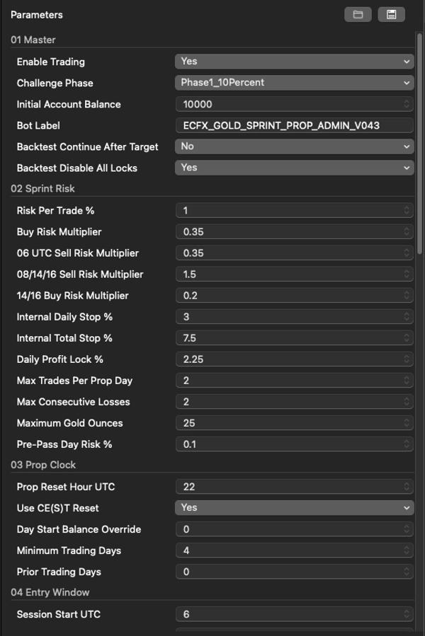 Trading product for Gold Sprint Prop cBot Position Sizer Stop Loss (SL) Manager, image 4