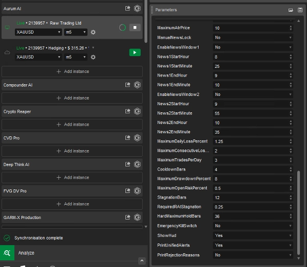 Trading product for Aurum AI cBot Spread Filter Liquidity Sweep, image 2