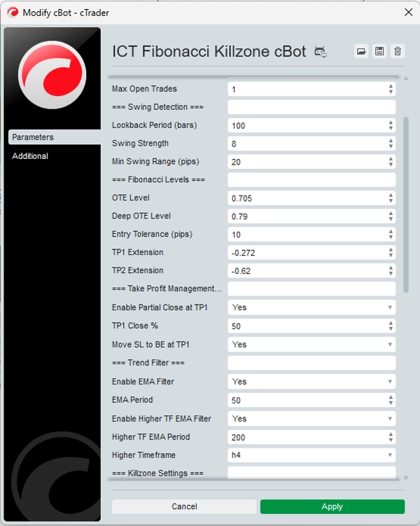 "ICT Fibonacci Killzone cBot" uploaded image