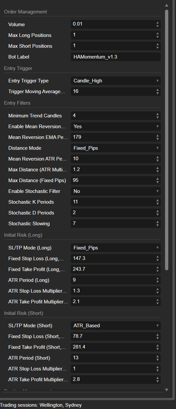 Gambar unggahan "HeikinAshi Momentum cBot + Prop Guardian"