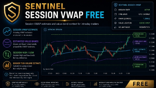 Trading product for Sentinel Session VWAP Free Indicator Key Levels Volume, image 2