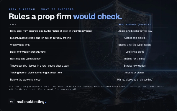 Trading product for realbacktesting Tools Risk Guardian cBot Prop Firm Fit Equity Stop, image 4