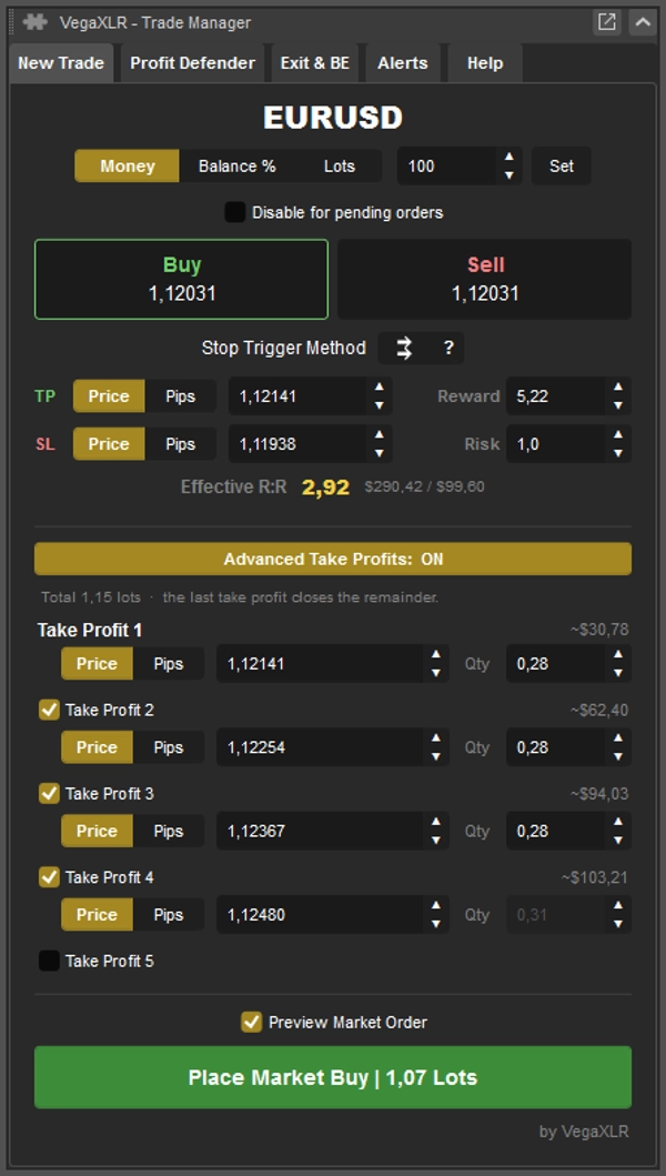 Trading product for VegaXLR - Trade Manager Desktop plugin SL Manager Risk/Reward , image 3
