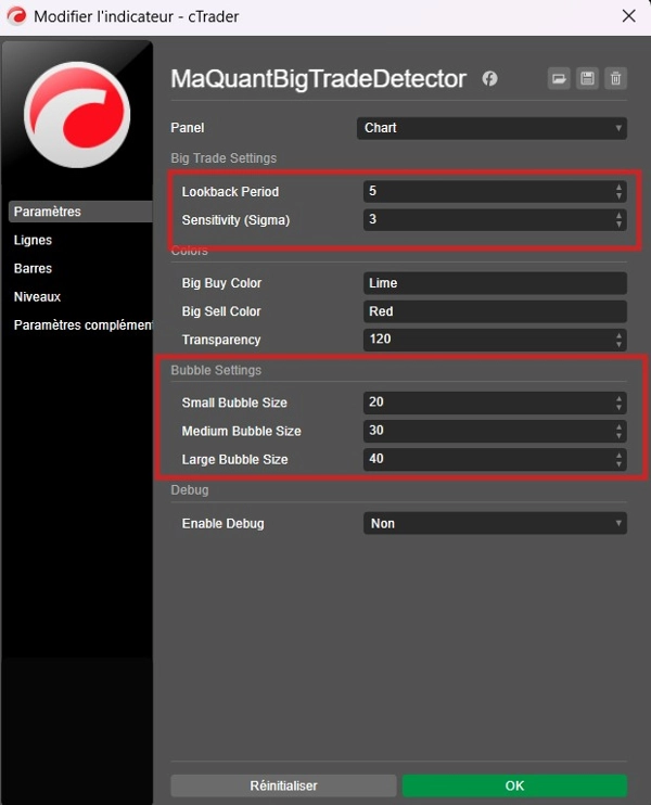 Trading product for MaQuantBigTradeDetector Indicator Double Top Key Levels, image 3