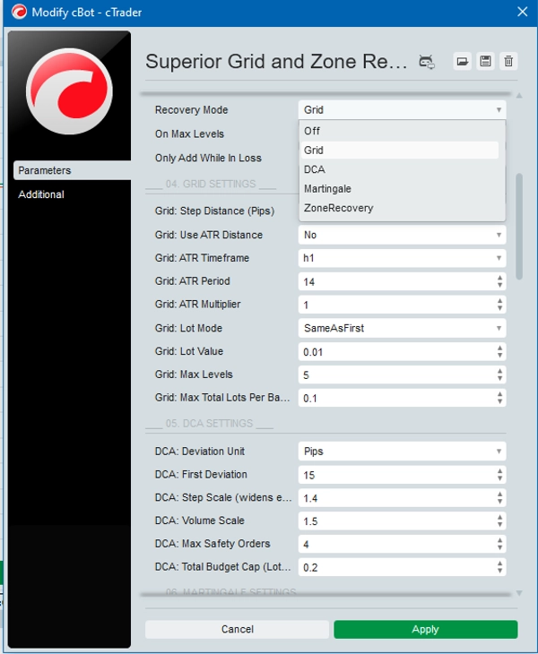 Trading product for Superior Grid and Zone Recovery Manager cBot TP Manager Key Levels, image 3