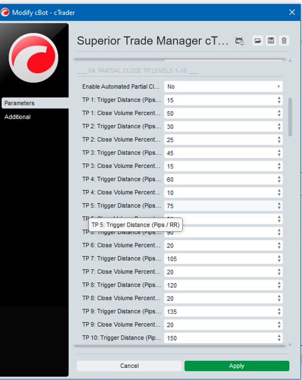 Trading product for Superior Trade Manager cTrader v1.0 cBot Partial Close One-click Trading, image 10