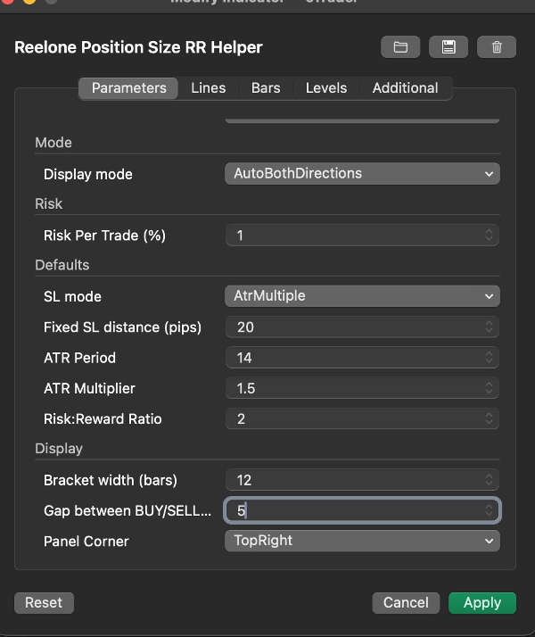 Trading product for Reelone Position Size RR Helper  Indicator Key Levels Risk Dashboard, image 3
