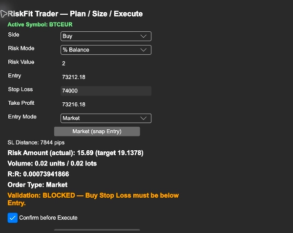Trading product for RiskFit Trader - Risk Sizing Desktop plugin Position Sizer Risk Calculator, image 4