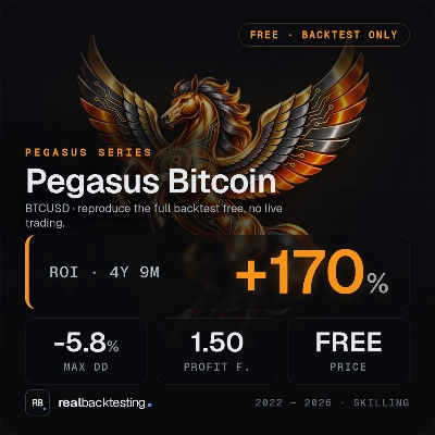 Logo de "realbacktesting Pegasus Bitcoin Free"